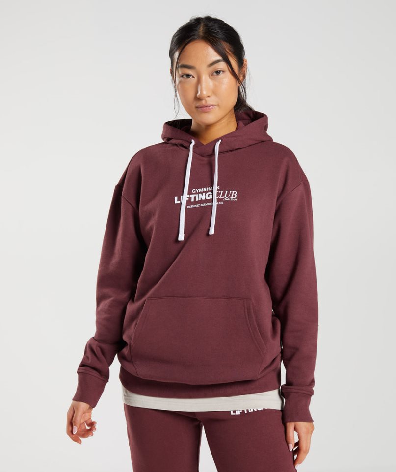 Women\'s Gymshark Social Club Oversized Hoodie Brown | CA A368N7